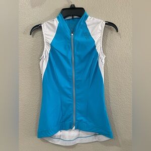 Gore bike wear Women's Sleeveless Cycling Jersey in Blue and White full zip